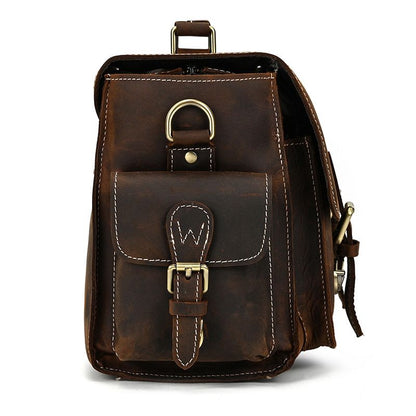 Full Grain Leather Camera Messenger Bag for Men – Vintage DSLR Camera Bag with Removable Insert & Anti-Theft Pocket