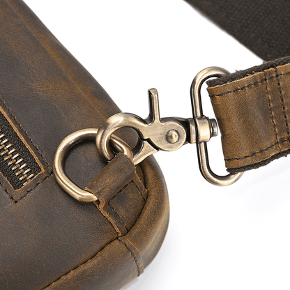 Full Grain Leather Sling Bag for Men – Vintage Leather Crossbody Chest Bag Fits 7.9" iPad, Anti-Theft Pocket, Men's Leather Shoulder Daypack