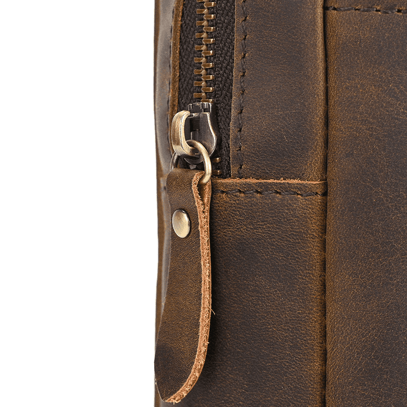 Full Grain Leather Sling Bag for Men – Vintage Leather Crossbody Chest Bag Fits 7.9" iPad, Anti-Theft Pocket, Men's Leather Shoulder Daypack