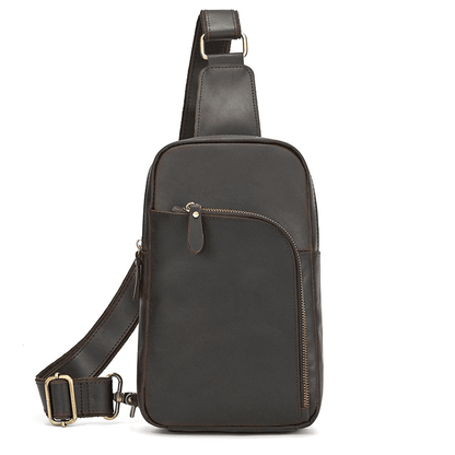Full Grain Leather Sling Bag for Men – Vintage Leather Crossbody Chest Bag Fits 7.9" iPad, Anti-Theft Pocket, Men's Leather Shoulder Daypack