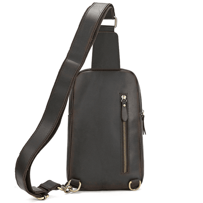 Full Grain Leather Sling Bag for Men – Vintage Leather Crossbody Chest Bag Fits 7.9" iPad, Anti-Theft Pocket, Men's Leather Shoulder Daypack