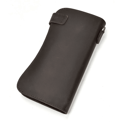 Genuine Leather Bifold Long Wallet Snap Card Holder