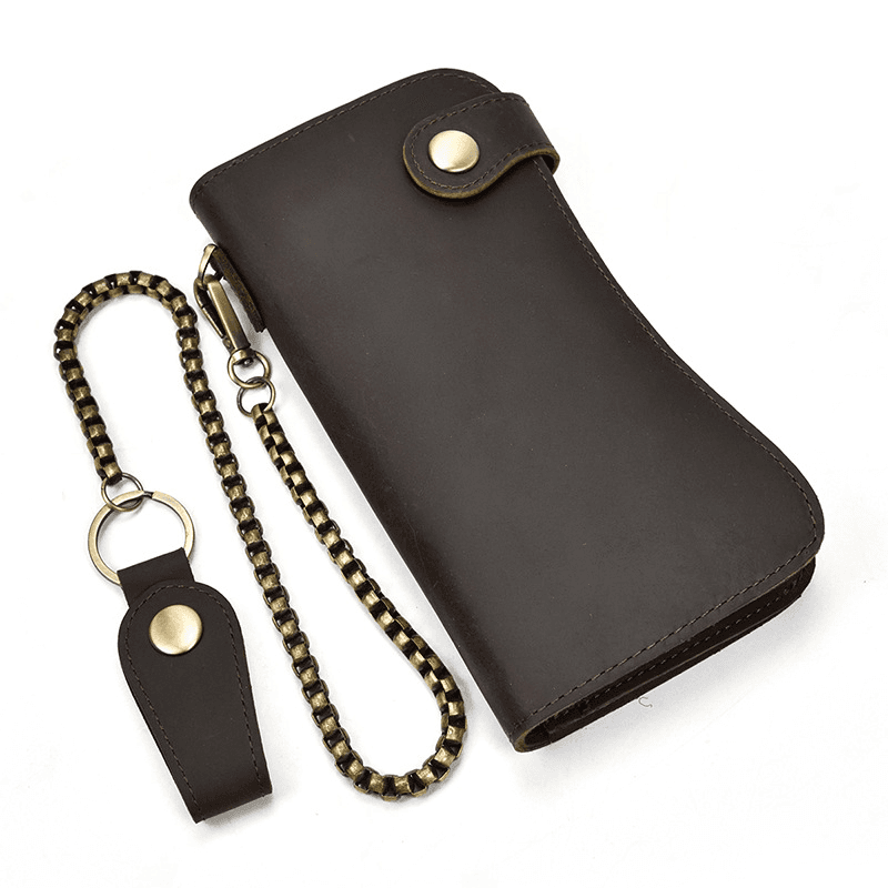 Genuine Leather Bifold Long Wallet Snap Card Holder