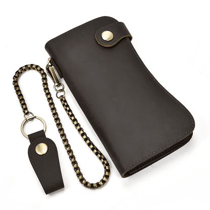 Genuine Leather Bifold Long Wallet Snap Card Holder