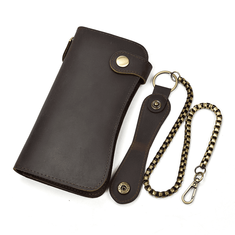 Genuine Leather Bifold Long Wallet Snap Card Holder