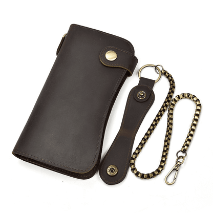 Genuine Leather Bifold Long Wallet Snap Card Holder