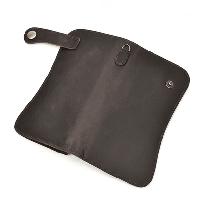 Genuine Leather Bifold Long Wallet Snap Card Holder
