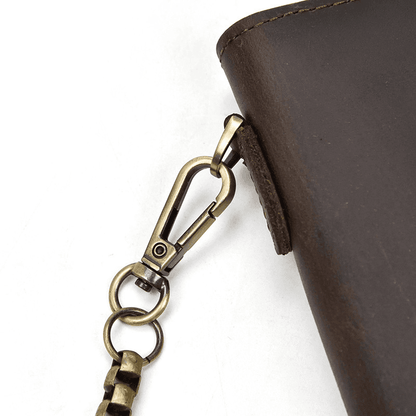 Genuine Leather Bifold Long Wallet Snap Card Holder