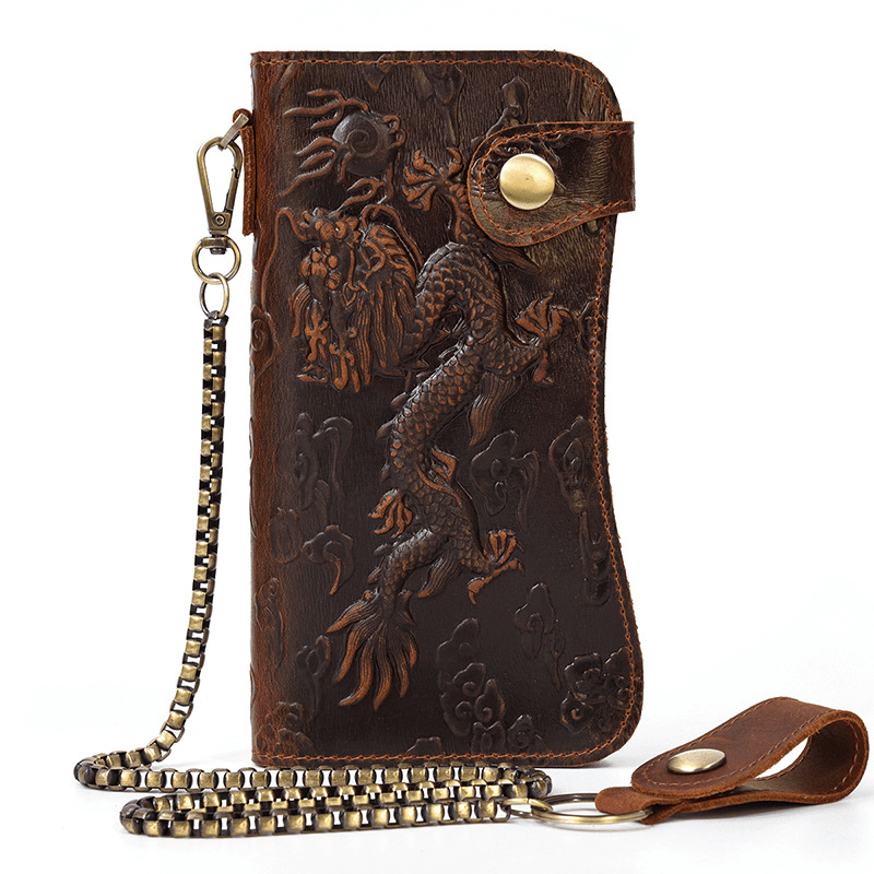 Genuine Leather Bifold Long Wallet Snap Card Holder