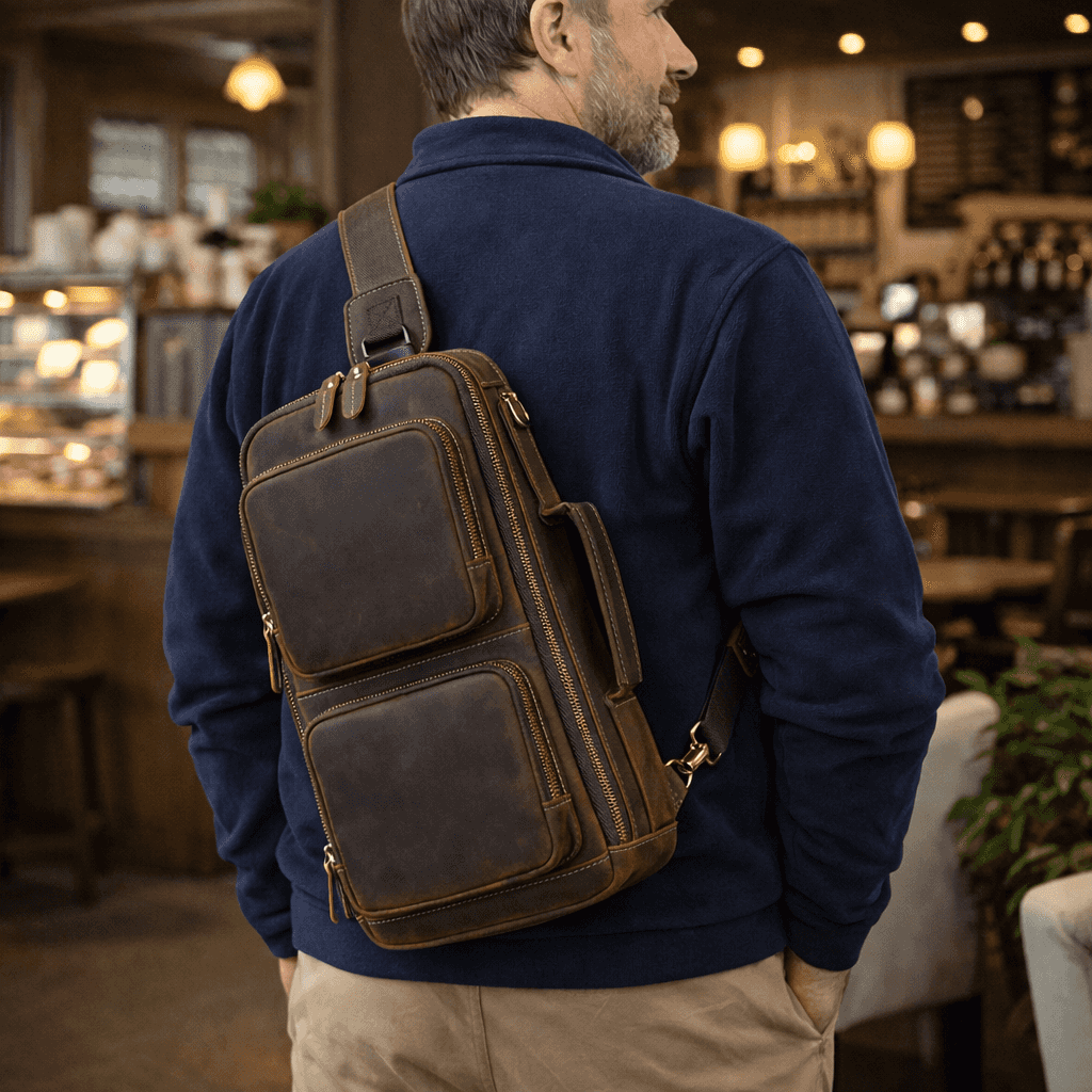 Handmade Top-Grain Leather 3-Way Bag Fanny Pack