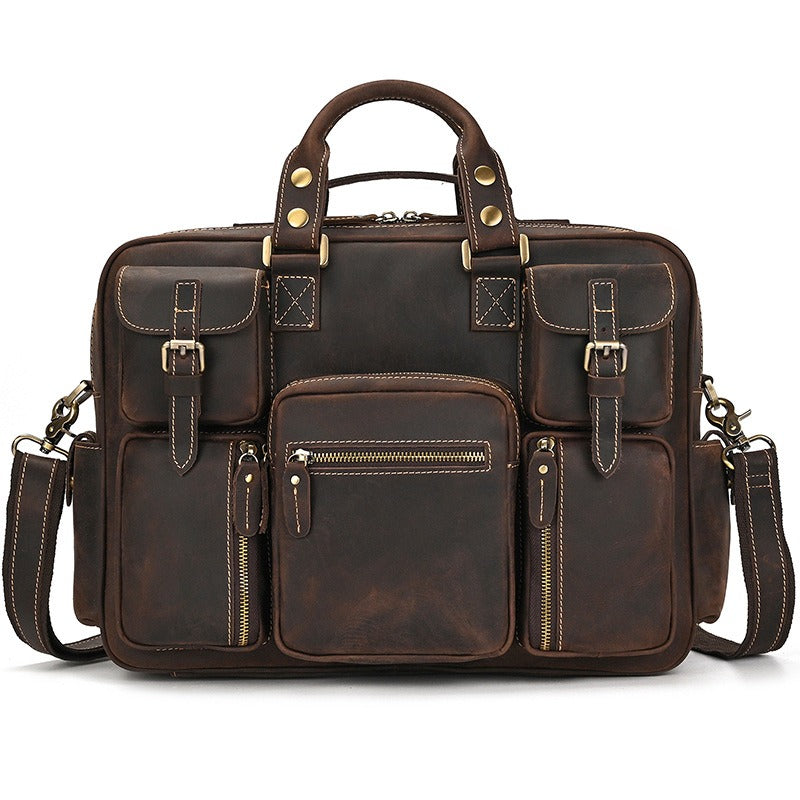 Leather Laptop Briefcase for Work and Travel