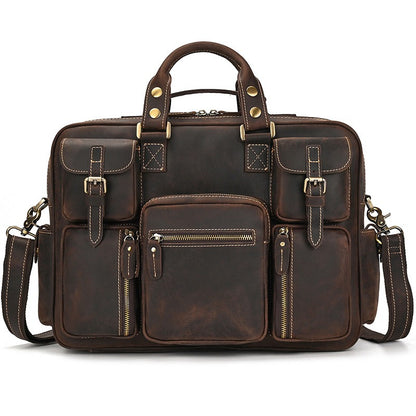 Leather Laptop Briefcase for Work and Travel