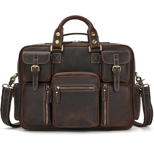 Leather Laptop Briefcase for Work and Travel