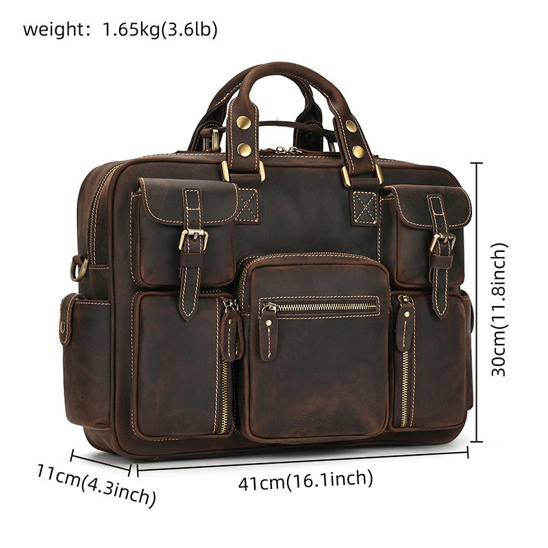 Leather Laptop Briefcase for Work and Travel