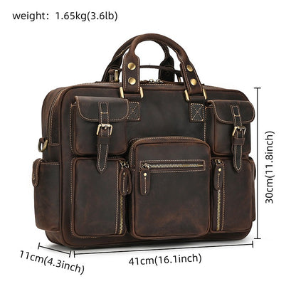 Leather Laptop Briefcase for Work and Travel