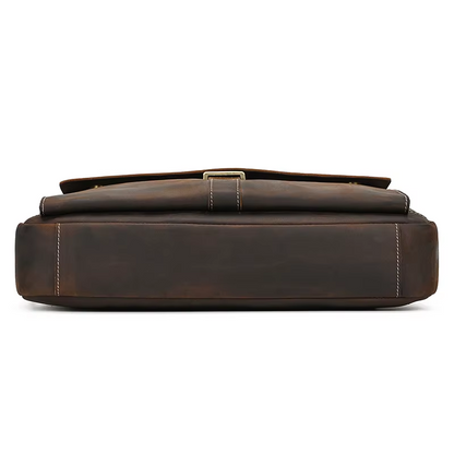 Men's Full Grain Leather Briefcase – Vintage Leather Laptop Bag Fits 15 Inch Laptop, Leather Business Messenger Bag for Work and Travel