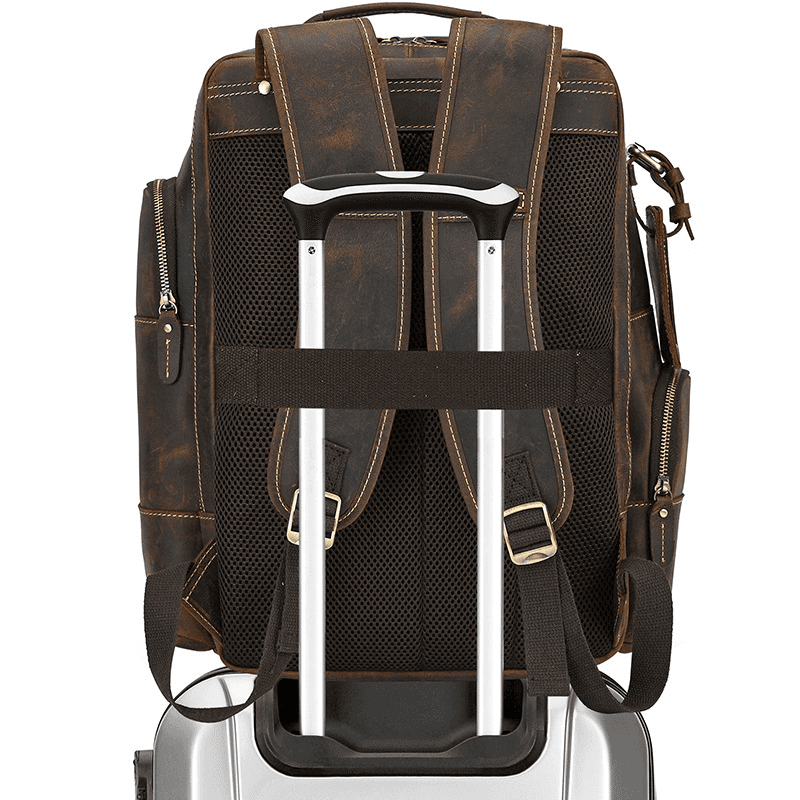Men’s Full Grain Leather Laptop Backpack – Vintage Leather Business Backpack Fits 15.6 Inch Laptop, Leather Travel Backpack for Work and Travel
