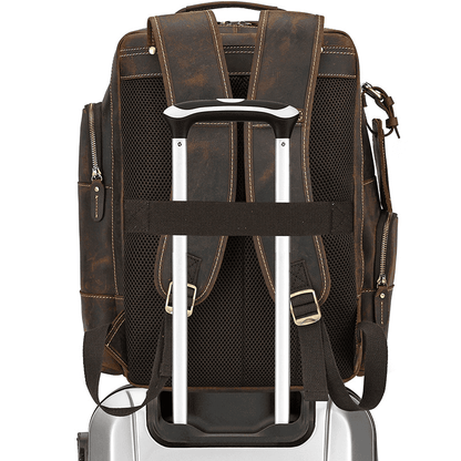 Men’s Full Grain Leather Laptop Backpack – Vintage Leather Business Backpack Fits 15.6 Inch Laptop, Leather Travel Backpack for Work and Travel