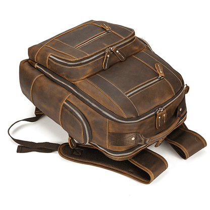 Men’s Full Grain Leather Laptop Backpack – Vintage Leather Business Backpack Fits 15.6 Inch Laptop, Leather Travel Backpack for Work and Travel