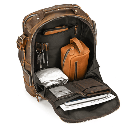 Men’s Full Grain Leather Laptop Backpack – Vintage Leather Business Backpack Fits 15.6 Inch Laptop, Leather Travel Backpack for Work and Travel