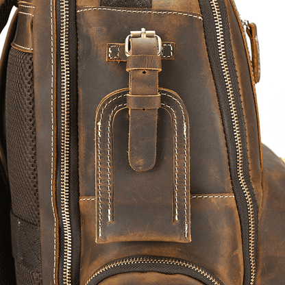 Men’s Full Grain Leather Laptop Backpack – Vintage Leather Business Backpack Fits 15.6 Inch Laptop, Leather Travel Backpack for Work and Travel