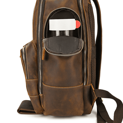 Men’s Full Grain Leather Laptop Backpack – Vintage Leather Business Backpack Fits 15.6 Inch Laptop, Leather Travel Backpack for Work and Travel