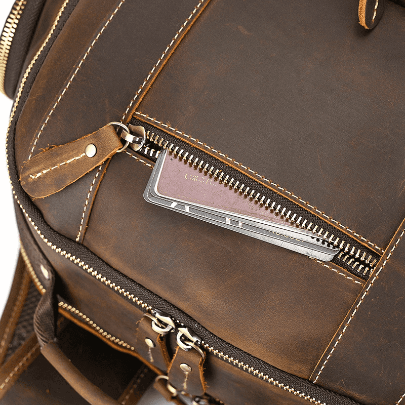 Men’s Full Grain Leather Laptop Backpack – Vintage Leather Business Backpack Fits 15.6 Inch Laptop, Leather Travel Backpack for Work and Travel