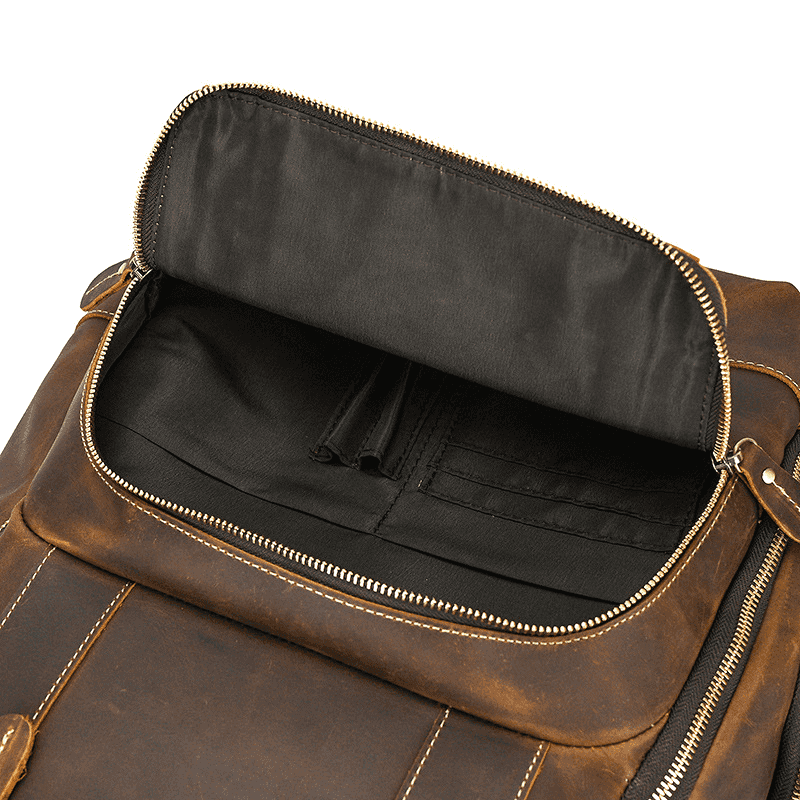 Men’s Full Grain Leather Laptop Backpack – Vintage Leather Business Backpack Fits 15.6 Inch Laptop, Leather Travel Backpack for Work and Travel
