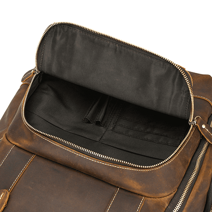 Men’s Full Grain Leather Laptop Backpack – Vintage Leather Business Backpack Fits 15.6 Inch Laptop, Leather Travel Backpack for Work and Travel