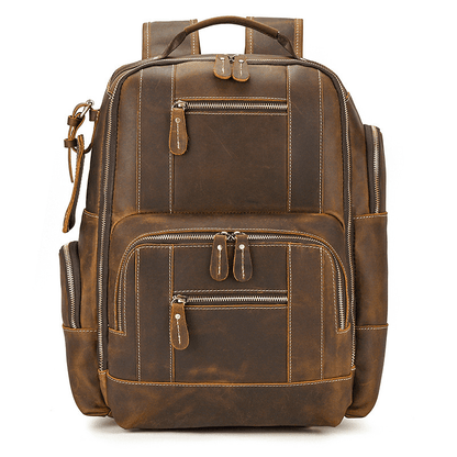 Men’s Full Grain Leather Laptop Backpack – Vintage Leather Business Backpack Fits 15.6 Inch Laptop, Leather Travel Backpack for Work and Travel