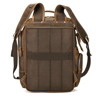 Men’s Full Grain Leather Laptop Backpack – Vintage Leather Business Backpack Fits 15.6 Inch Laptop, Leather Travel Backpack for Work and Travel