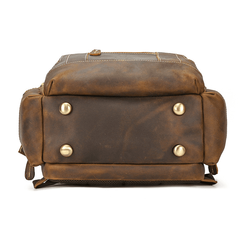 Men’s Full Grain Leather Laptop Backpack – Vintage Leather Business Backpack Fits 15.6 Inch Laptop, Leather Travel Backpack for Work and Travel