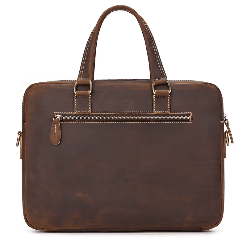 Men's Full Grain Leather Briefcase – Vintage Leather Laptop Bag Fits 15 Inch Laptop, Leather Business Messenger Bag for Work and Travel
