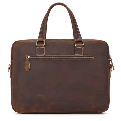 Men's Full Grain Leather Briefcase – Vintage Leather Laptop Bag Fits 15 Inch Laptop, Leather Business Messenger Bag for Work and Travel