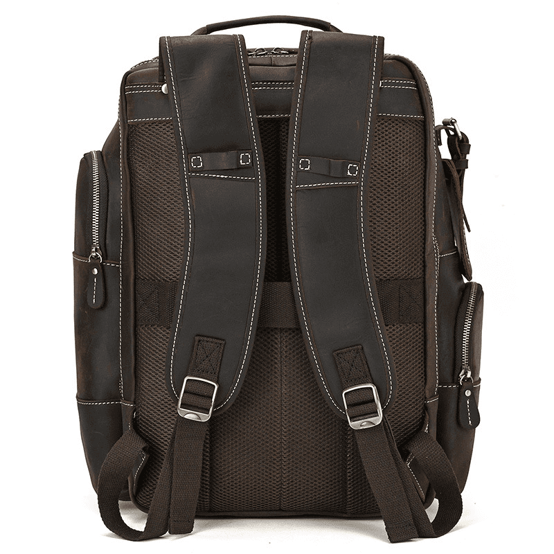 tumi backpack shaw deluxe Men's Full Grain Leather Laptop Backpack – Vintage Leather Business Ba – DHM bags