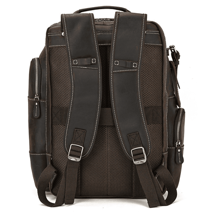Men’s Full Grain Leather Laptop Backpack – Vintage Leather Business Backpack Fits 15.6 Inch Laptop, Leather Travel Backpack for Work and Travel