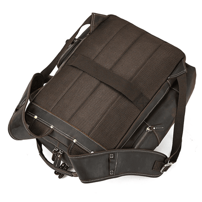 Men’s Full Grain Leather Laptop Backpack – Vintage Leather Business Backpack Fits 15.6 Inch Laptop, Leather Travel Backpack for Work and Travel