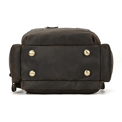 Men’s Full Grain Leather Laptop Backpack – Vintage Leather Business Backpack Fits 15.6 Inch Laptop, Leather Travel Backpack for Work and Travel