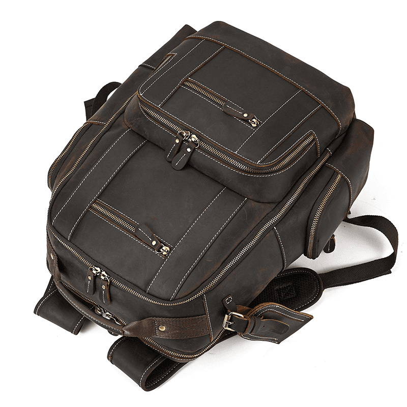 best vintage style laptop backpacks Men's Full Grain Leather Laptop Backpack – Vintage Leather Business Ba – DHM bags