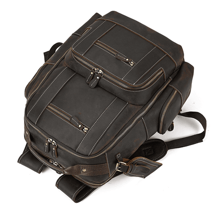 Men’s Full Grain Leather Laptop Backpack – Vintage Leather Business Backpack Fits 15.6 Inch Laptop, Leather Travel Backpack for Work and Travel