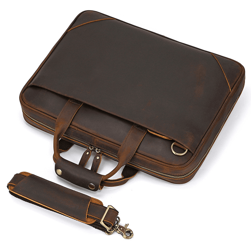 Mens Leather Bag Laptop Sophisticated Briefcase Style