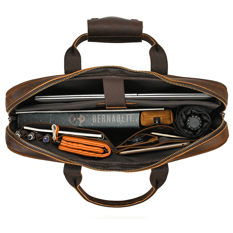 Mens Leather Bag Laptop Sophisticated Briefcase Style