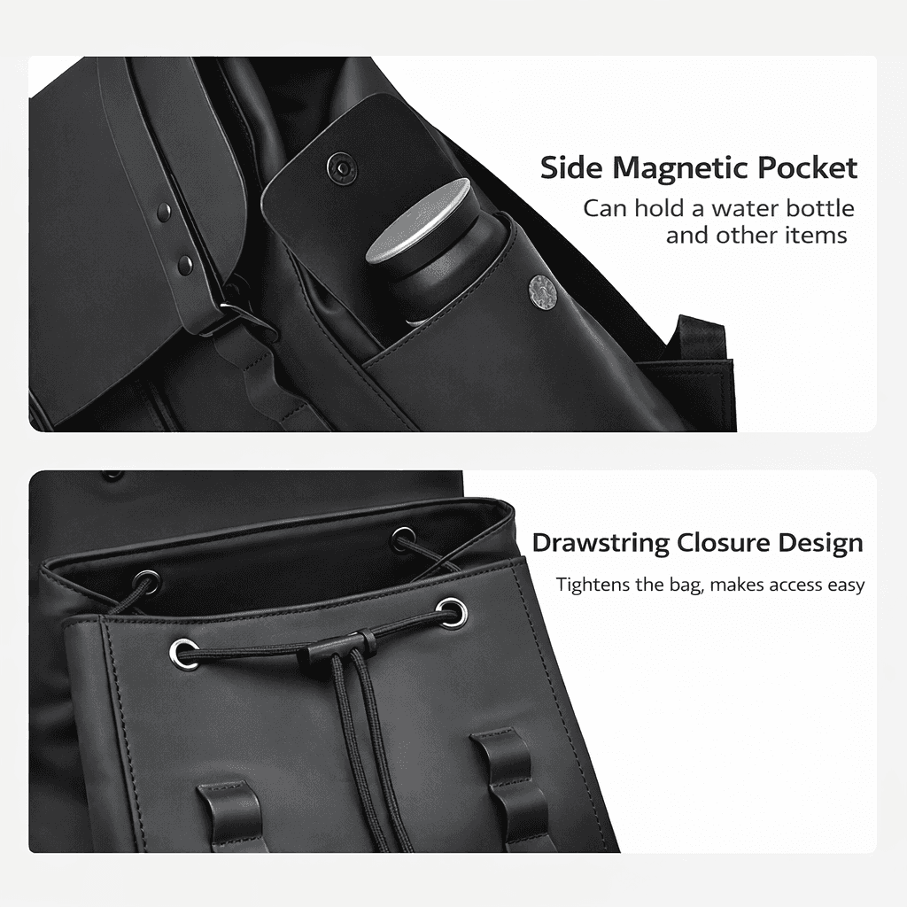 Premium Waterproof Messenger Backpack for Men | Ultra-fiber Leather, 15.6" Laptop Compatible
