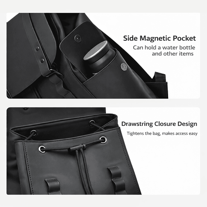 Premium Waterproof Messenger Backpack for Men | Ultra-fiber Leather, 15.6" Laptop Compatible