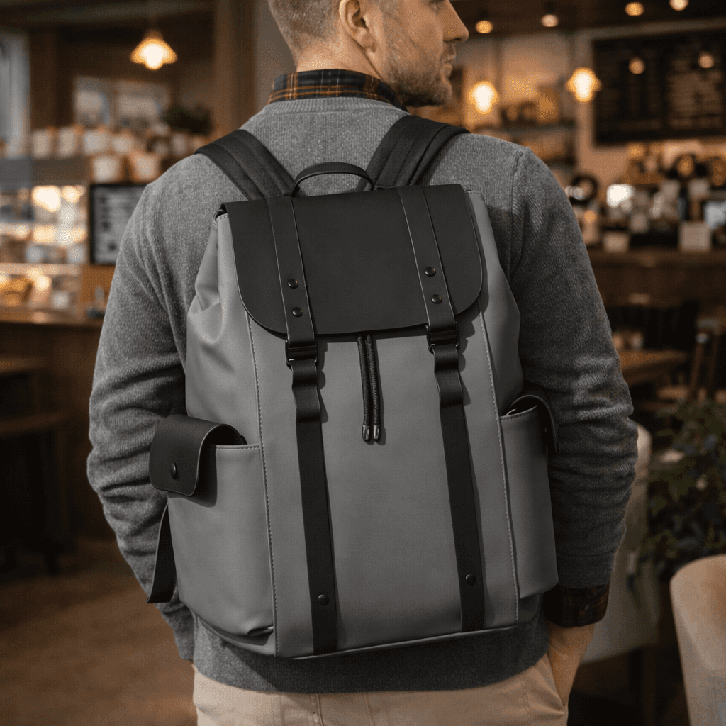 Premium Waterproof Messenger Backpack for Men | Ultra-fiber Leather, 15.6" Laptop Compatible