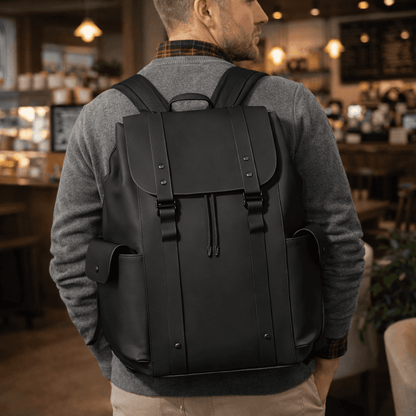 Premium Waterproof Messenger Backpack for Men | Ultra-fiber Leather, 15.6" Laptop Compatible