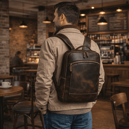 Single Zipper 15.6 inch laptop Retro Rucksack