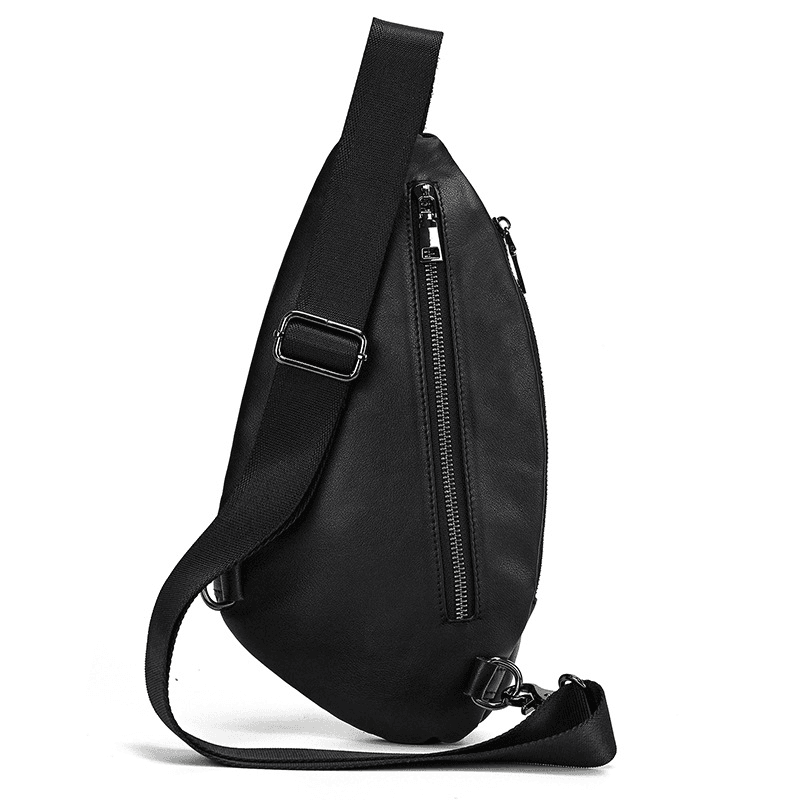Stylish Black Leather Crossbody Bag Fanny Pack