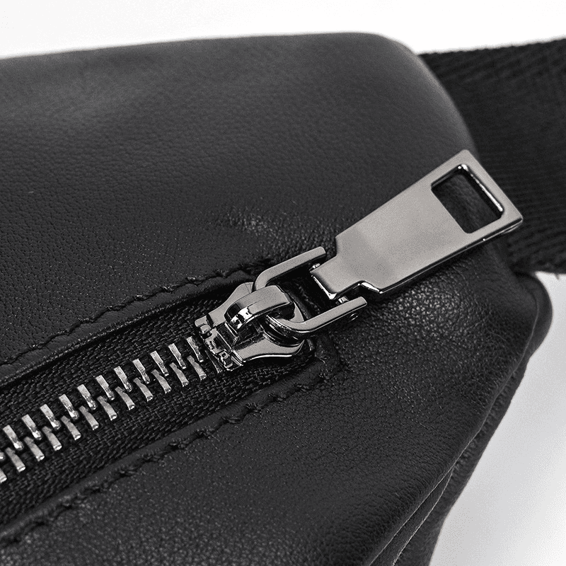 Stylish Black Leather Crossbody Bag Fanny Pack