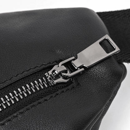Stylish Black Leather Crossbody Bag Fanny Pack